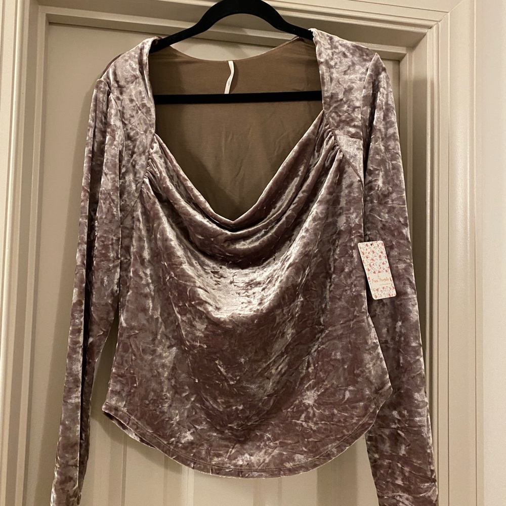 NWT Free People Large Feminine Velvet Off-Shoulder Blouse